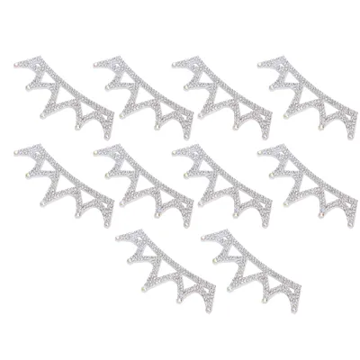 10PCS Rhinestones Cloth Applique Crown Shaped Patches Clothes Accessories10x3.7cm White Triangular Type