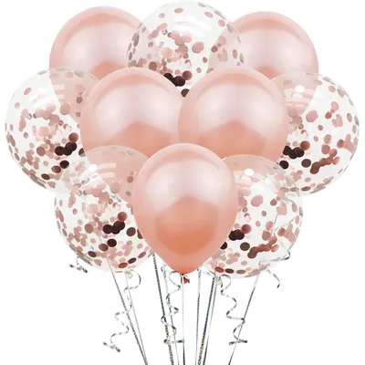 10 Rose Gold Confetti Balloon Set