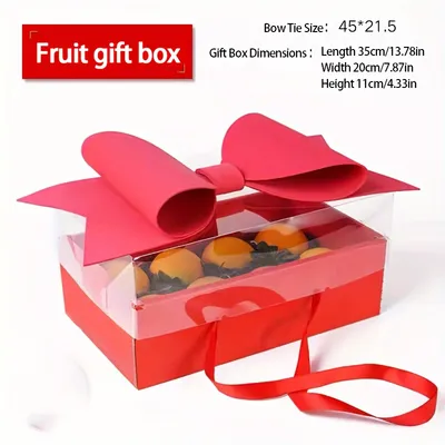 1 Set Of 5pcs Fruit Gift Box, Bow Flower Box, Transparent Fruit Flower Gift Box, Rose Flower Box, Valentine's Day DIY Portable Flower Cake Box, Fruit Gift Box