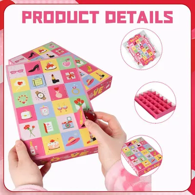 10 Valentine's Day Calendar Boxes With 24-day Countdown, Pink Gift Boxes DIY, 24-slot Empty Countdown Boxes, Suitable For Weddings And Valentine's Day Supplies