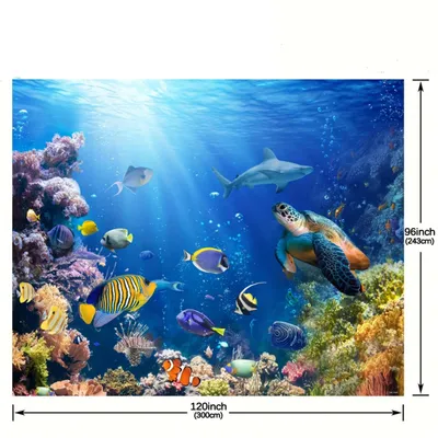1 Piece 10x8ft Vivid Underwater Scene Backdrop. Durable Polyester Ocean-themed Decoration Suitable For Party Photography And Events.