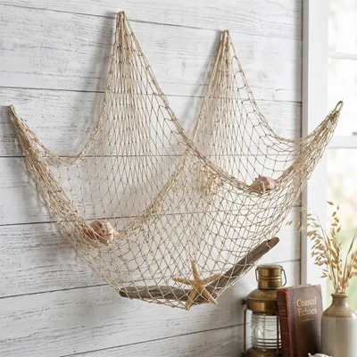 1 Stück Deko-Fischernetz, 1.5x2 Meter In Beige Mit 4 Haken Zum Selbstkleben