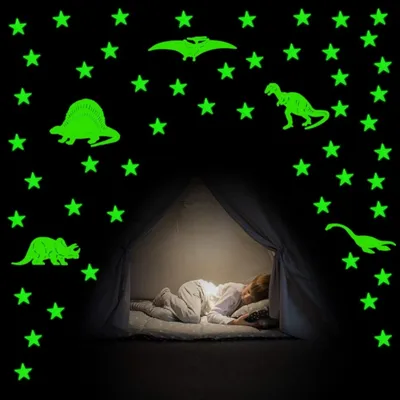 100-Piece Glow-in-the-Dark Sticker Set, Glow-in-the-Dark Stars; 16-Piece Dinosaur Glow-in-the-Dark Wall Stickers; Starry Sky Glow-in-the-Dark Stars For Bedrooms; Assorted Party Favor Packs