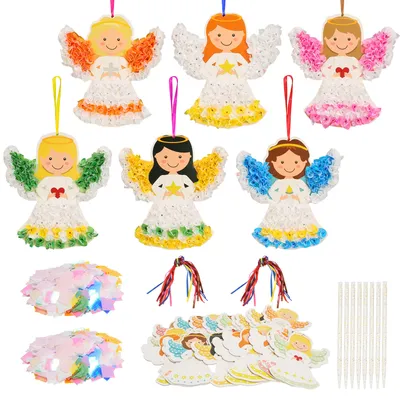 Angel Craft Kit - Comprehensive DIY Kit With 24 Strings, 8 Tools, 12 EVA Figures, And 2,400 Glitter Sheets For Christmas Decorations And Party Supplies