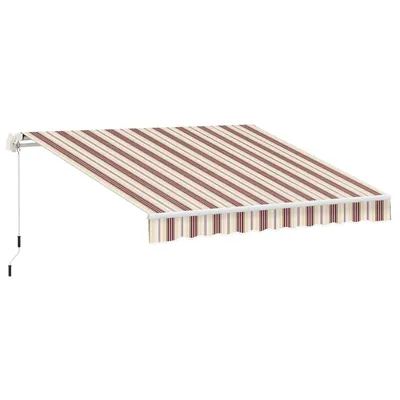 10' X 8' Retractable Awning, Patio Awnings, Sunshade Shelter W Manual Crank Handle, UV & Water-Resistant Fabric And Aluminum Frame For Deck, Balcony, Yard, Red & Beige