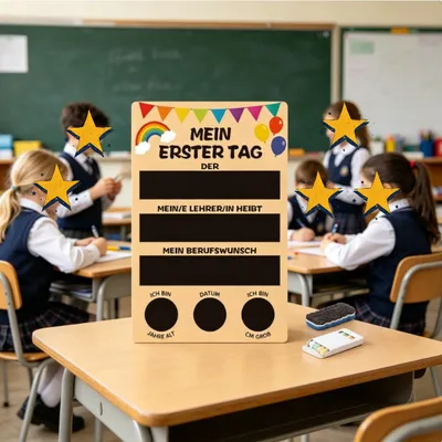 1 “First Day Of School” Wooden Sign With Sponge For The First Day Of School Celebration—Party Supplies Set