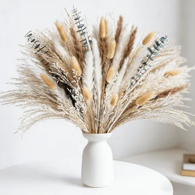 101-piece Dried Flower Set, Consisting Of 7 Different Types Of Dried Flowers; Decorative Boho-style Bouquet, Ideal For Table And Living Room Decor