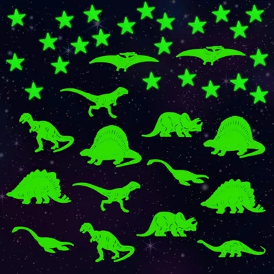 100-Piece Set Of Glow-in-the-Dark Wall Stickers, Glowing Stars; 16-Piece Set Of Dinosaur Glow-in-the-Dark Wall Stickers; Starry Sky Glow-in-the-Dark Stars For The Bedroom; Assorted Items
