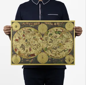 Ancient Constellation Map 12 Zodiac Kraft Paper Decorative Painting