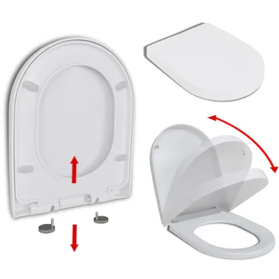   Toilet Seat with Soft-Close Mechanism and Quick-Release, Rectangular