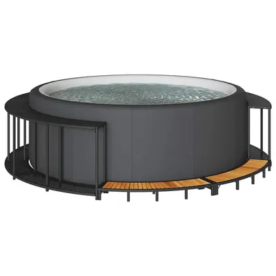   Whirlpool surround with storage space, wooden steps, poly rattan  