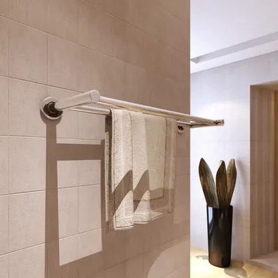   Towel Rack 2 Bars Stainless Steel