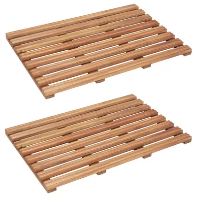   Bath Mats, 2 pcs., Solid Acacia Wood, 56 x 37 cm