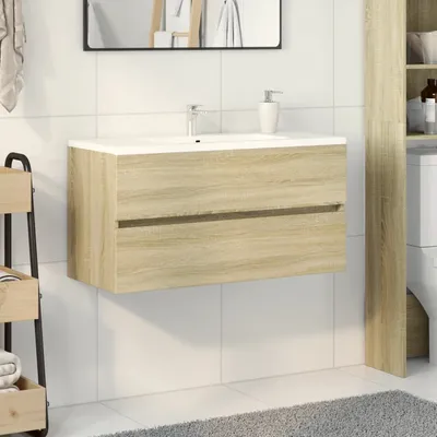   Vanity Unit Sonoma Oak 90x38.5x45cm Wood-based material