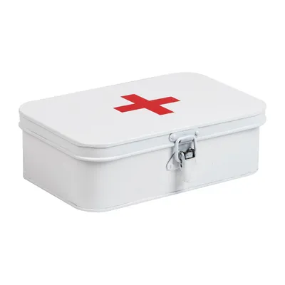 First Aid Box, Emergency Kit, Medical Supply Organizer, Vintage, Buckle Lock