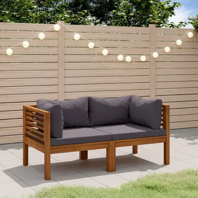   2-seater garden sofa with cushions, solid acacia wood