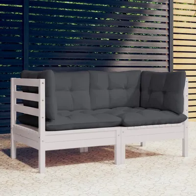   2-seater garden sofa with anthracite cushions, solid pine wood