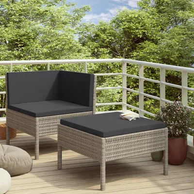   2-piece garden lounge set with cushions, poly rattan