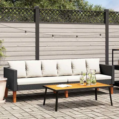  3-seater garden sofa with cushions, poly rattan;   1-seater garden sofa