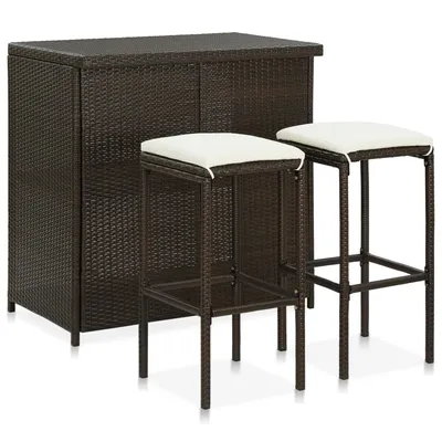   3 pcs. Bar Set Poly Rattan   3-piece.