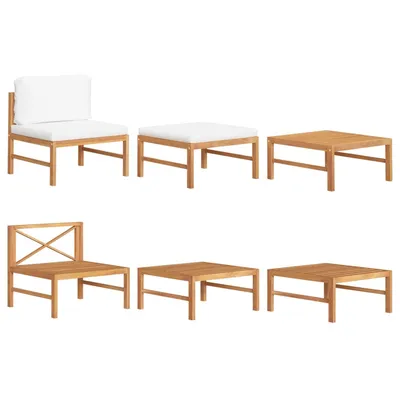   3-piece garden lounge set with cream cushions, teak wood