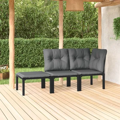   3-piece garden lounge set and poly rattan   4-piece