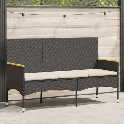   3-seater garden bench with cushions, poly rattan