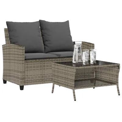   2-seater garden sofa with cushions & table, poly