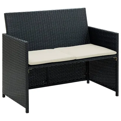   2-seater garden sofa with cushions, poly rattan