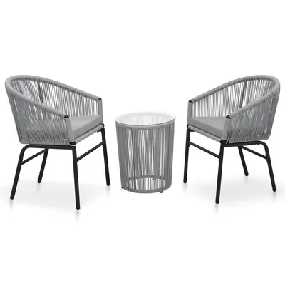   3-piece bistro set with cushions, PE rattan