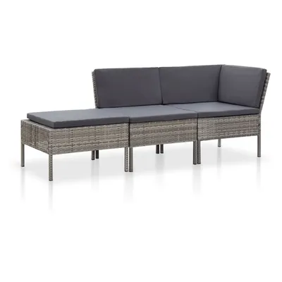   3-piece garden lounge set with cushions, poly rattan