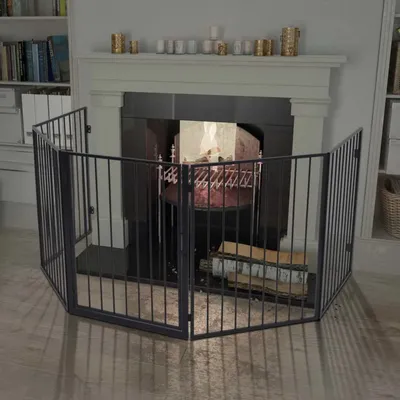    fireplace safety gate for animals, steel, black