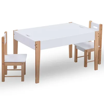   3-piece children's seating set with chalkboard, black and white