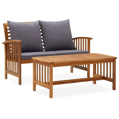   2-piece garden lounge set with cushions, solid acacia wood
