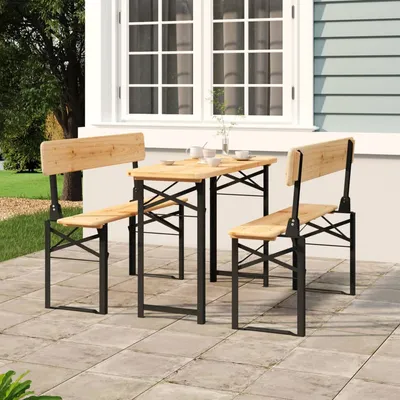   3-piece folding beer table set, solid fir wood