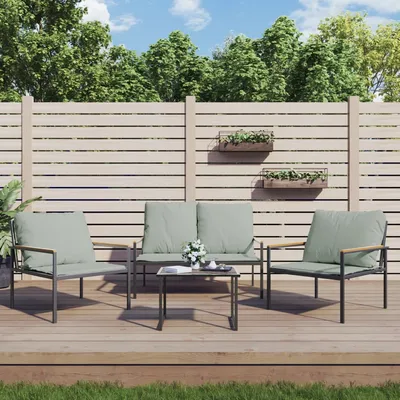   3-piece garden lounge set with cushions, anthracite steel