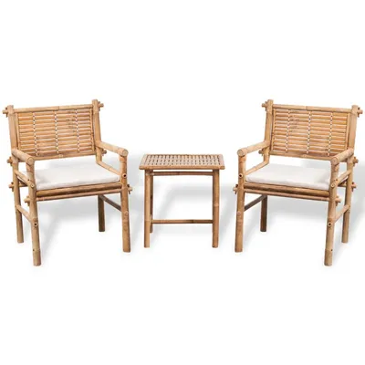   3-piece bistro set with bamboo cushions