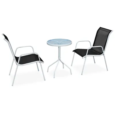   3-piece bistro set, steel, black
