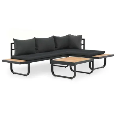   2-piece garden corner sofa set with cushions, aluminum/WPC