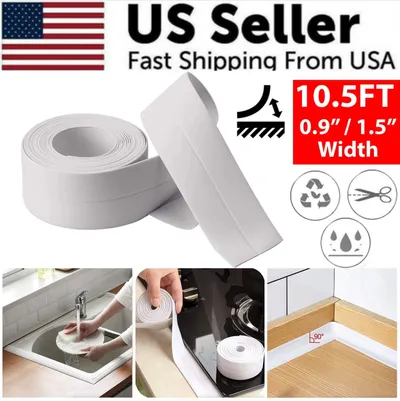 10.5FT PVC Self Adhesive Caulk Sealing Strip Tape For Kitchen Wall Sink Toilet