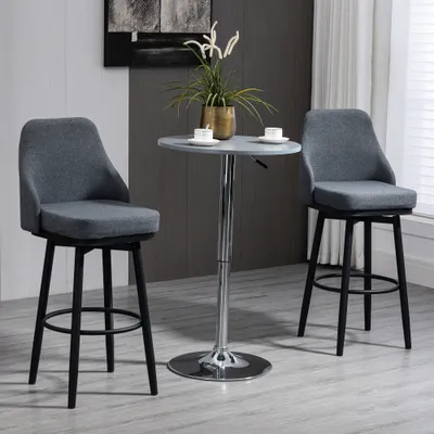  Modern Bar Stools, Set of 2 Swivel Kitchen Chairs, Dark Gray