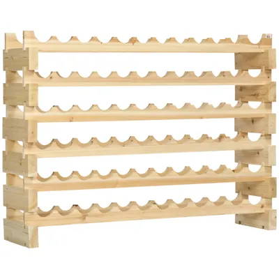  Stackable Wine Rack, Modular Storage Shelves, 72-Bottle Holder, Freestanding Display Rack for Kitchen, Pantry, Cellar, Natural