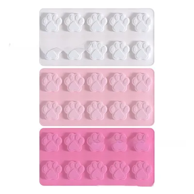 10-piece Cat's Paw Chocolate Biscuit Ice Tray DIY Baking Mold