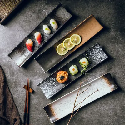 11-inch Japanese Style Sushi Plate Ceramic Retro Tableware