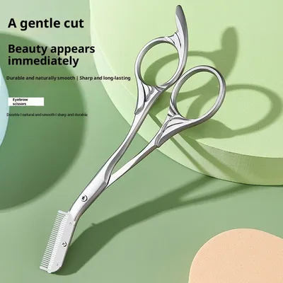 Safety Stainless Steel Eyebrow Scissors With A Brow Comb