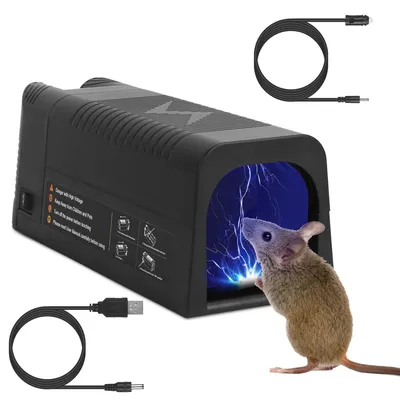 1Pc Electric Rat Trap Reusable Mice Trap Rodent Zapper Indoor Pest Control Rechargeable Shock Mice Killer With 1800V High Voltage For Home Spring Summer