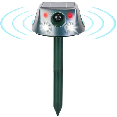 1Pc Ultrasonic Solar Animal Repeller Outdoor  Mole Snake Squirrel Repellent Waterproof With 3 Modes Motion Sensor Vibration Stake For Farm Garden Yard