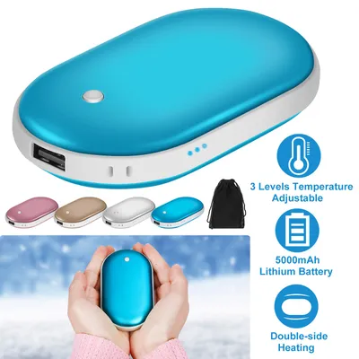 1Pc Portable Hand Warmer 5000mAh Power Bank Rechargeable Pocket Warmer Double-Sided Heating Handwarmer