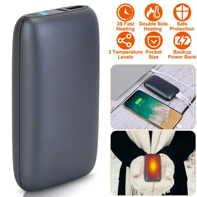 1Pc Electric Double Sided Hand Warmer Battery Backup Power Bank Rechargeable Hand Heater With 3 Temperature Levels Portable Pocket Warmer