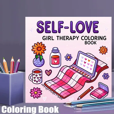 28 Pages Self Loves Coloring Book Coloring Book For Adult Stress Reduction Colouring Book Valentine's Day Gifting, Birthday Party Gift, Drawing Supplies, Christmas Gift, Back To School Supplies